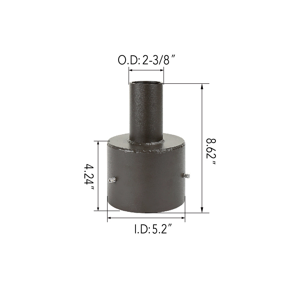 5" Round Pole Mount Tenon Reducer Dimensions