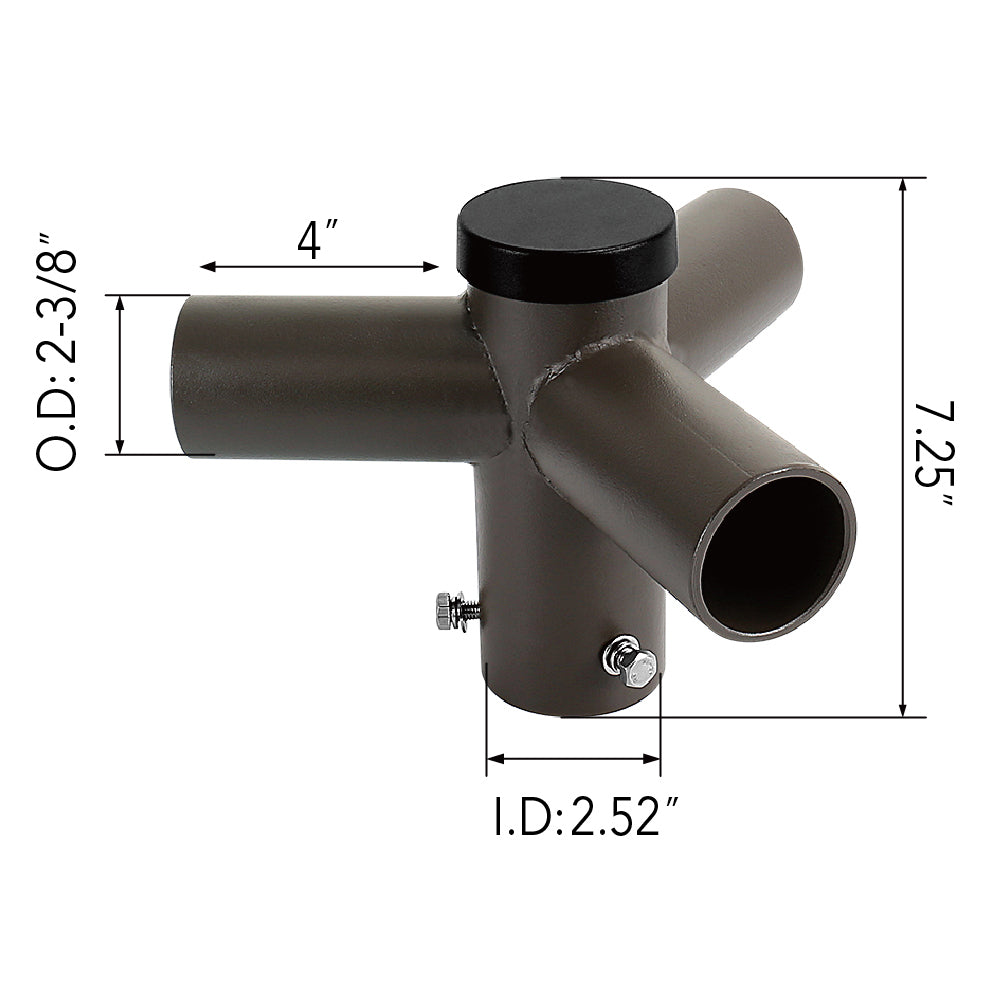 Triple Spoke 120° Tenon Adapter Dimensions