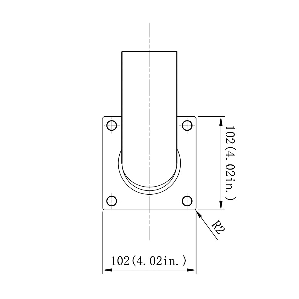 K90° Wall Mount Tenon Bracket dimensions