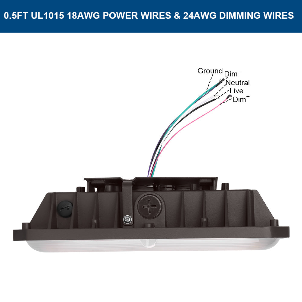 Labeled diagram of the wires for Konlite CP7 Series LED Canopy Light Fixture