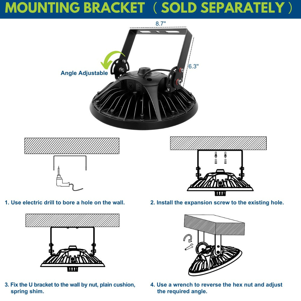 Konlite UFO Round LED High Bay light with mounting Bracket