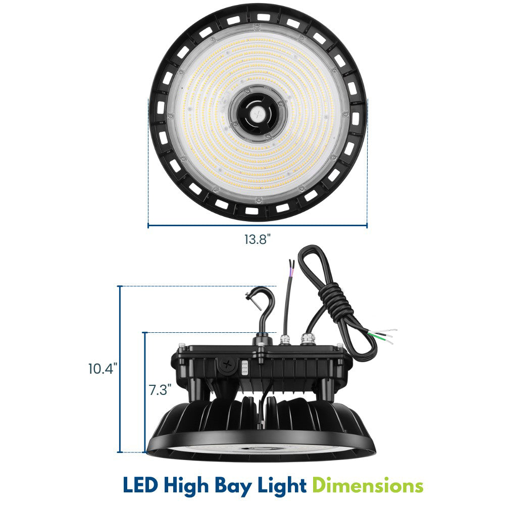 Konlite 310W MAX UFO Round High Bay Light Dimensions