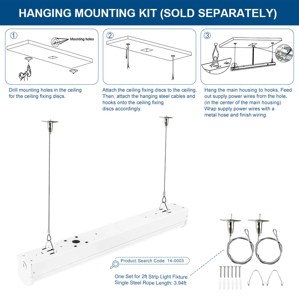 Optional suspension kits for led strip light