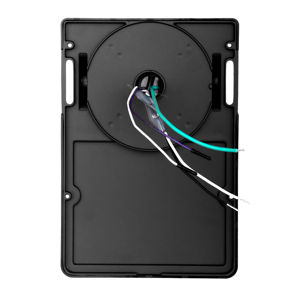 Back view of Konlite WM7 Mini LED Wall Pack Dark Bronze Fixture with wires