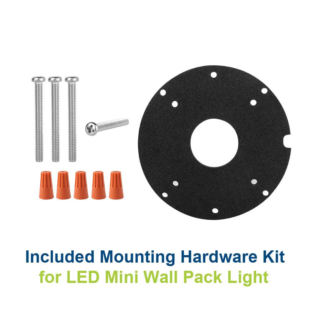Included hardware kit for Konlite WM7 Mini LED Wall Pack