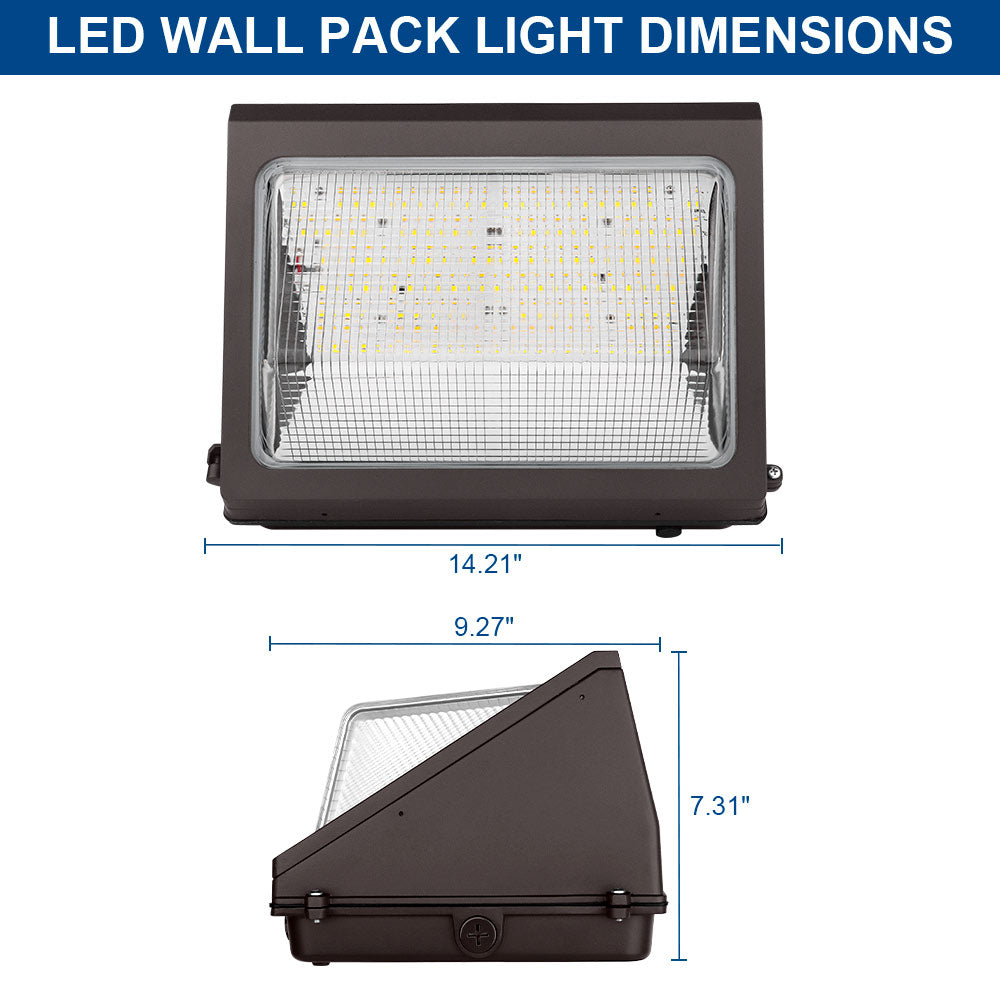 Konlite WP7 LED Wall Pack Light – 80W/60W/40W Selectable – Up to 11,390 Lumens – 3000K/4000K/5000K – 120-277V - Glass Lens - 250W Equal