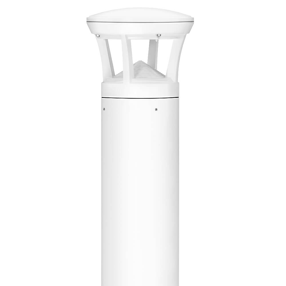 White bollard light on a white background