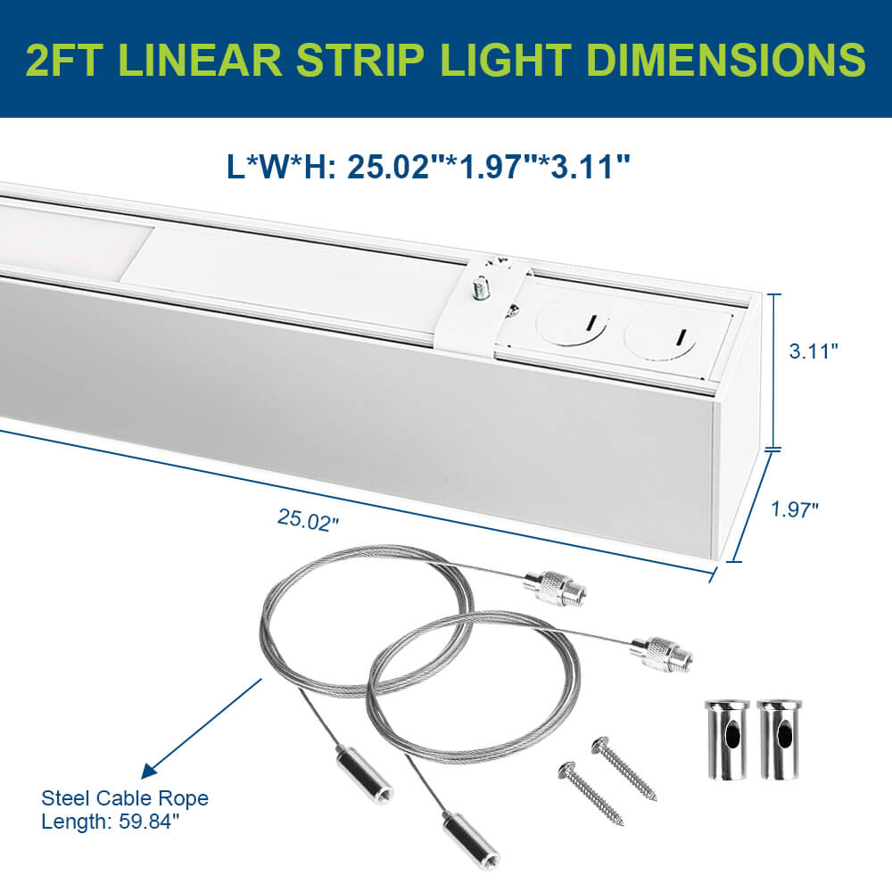Dimensions of 2 FT Architectural Linear Light LED Linear Fixture