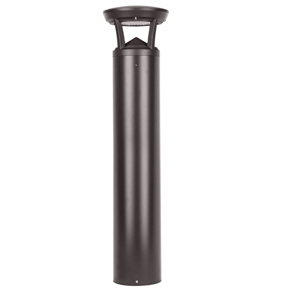 Bronze outdoor 3ft LED bollard light on a white background