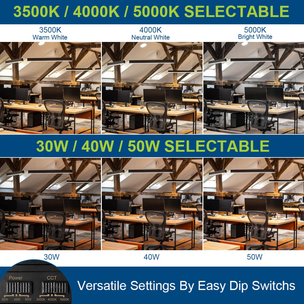 4 FT Architectural Linear Light LED Linear Fixture with watts and CCT selections