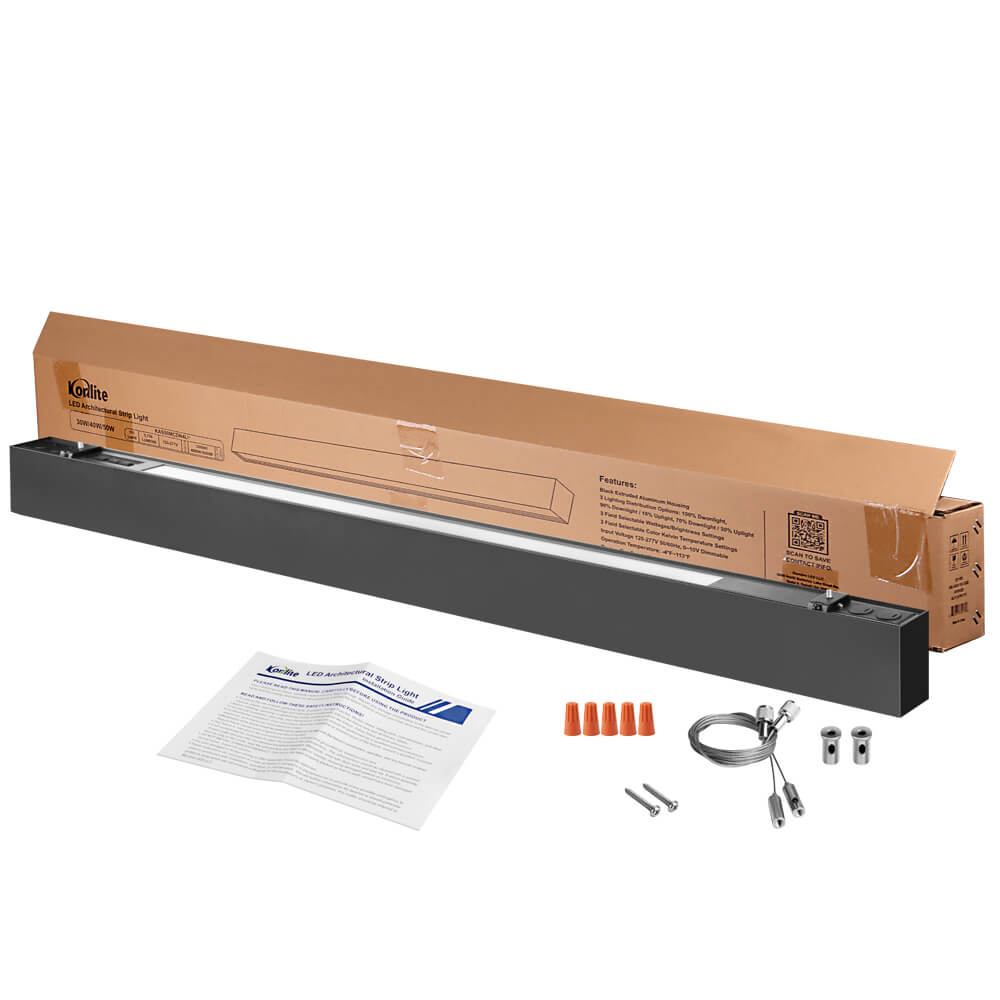 Package of Black 4 FT Architectural Linear Light LED Linear Fixture