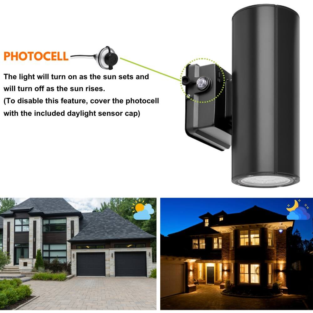 Photocell of Konlite LED Cylinder Up and Down Wall Light fixture