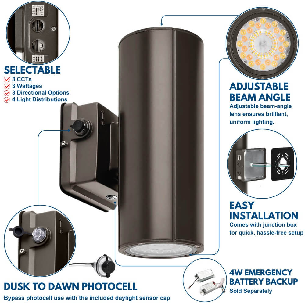 Product details of Konlite LED Cylinder Up and Down Wall Light fixture