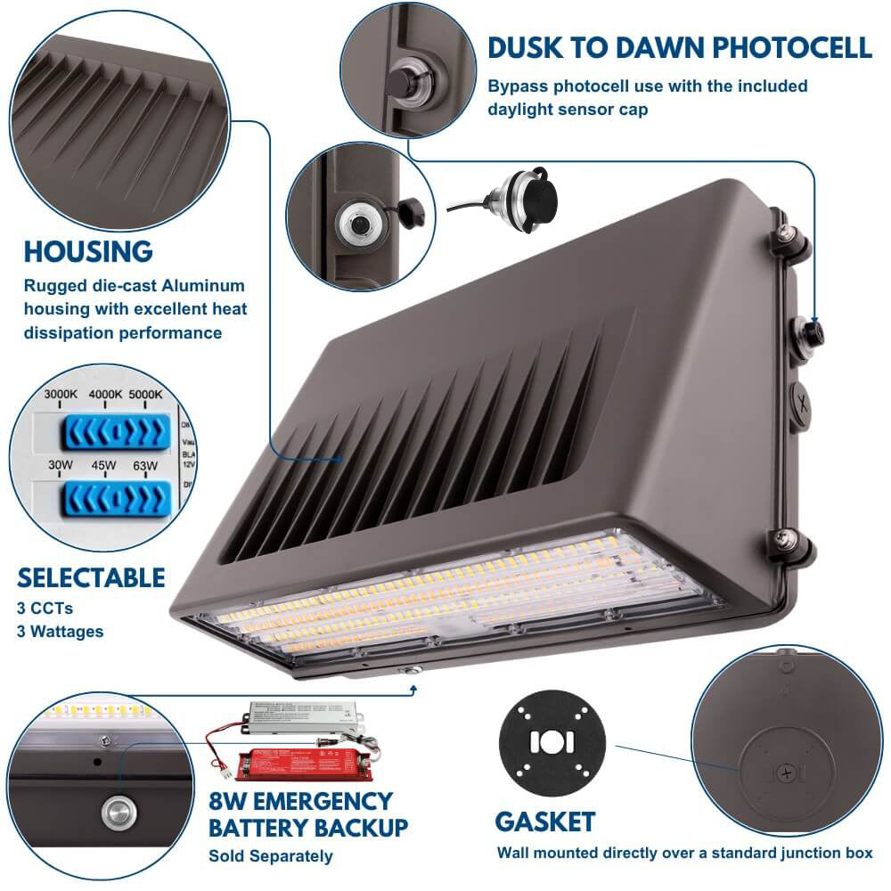 konlite full cut-off wall pack light features