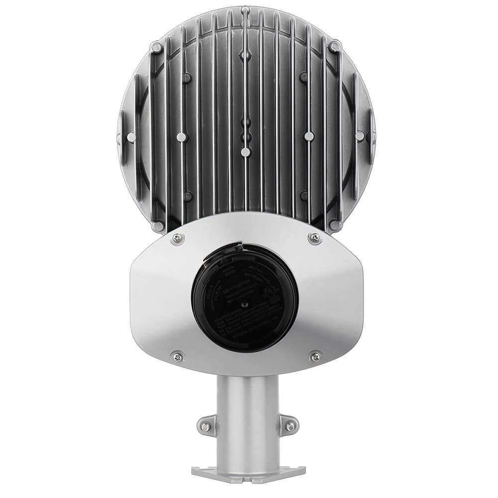 Top View of a led barn light with a black dusk to dawn photocell