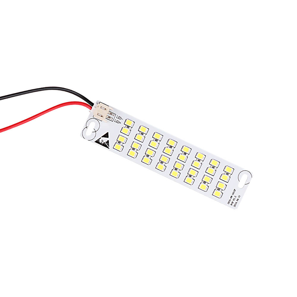 LED light strip module with connectors on a white background