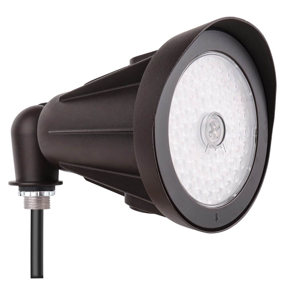 Outdoor spotlight with brown housing