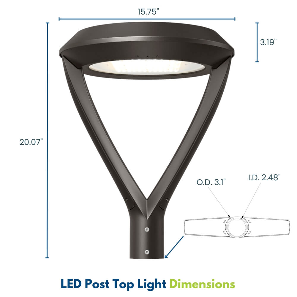 Konlite LED Post Top Light Dimensions