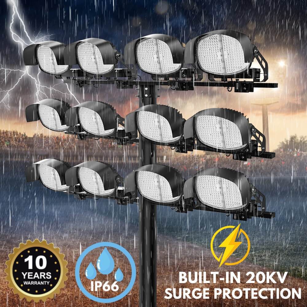 Konlite VEGA Premium LED Stadium Lights on a pole