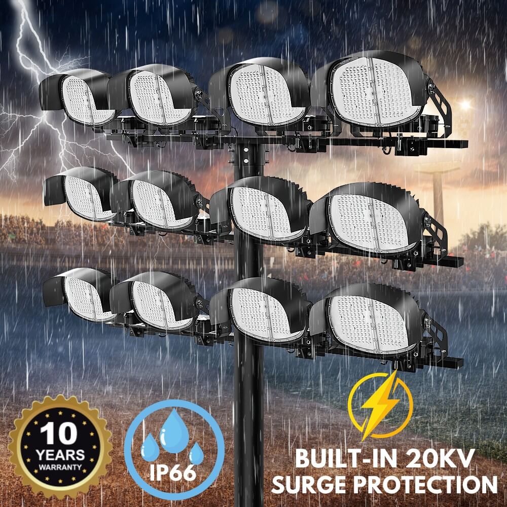 Konlite VEGA Premium LED Stadium Lights on a pole