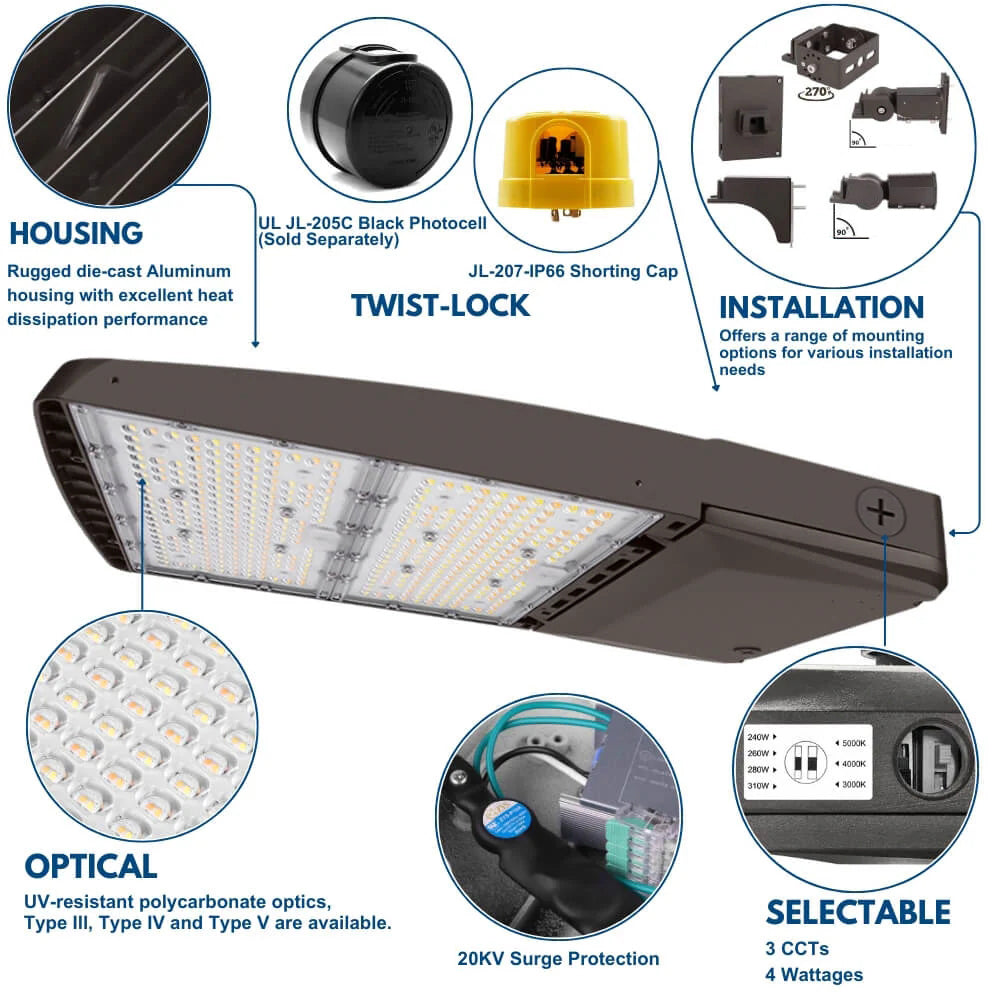 Konlite Vela 310W 5000K 480V led area light product details