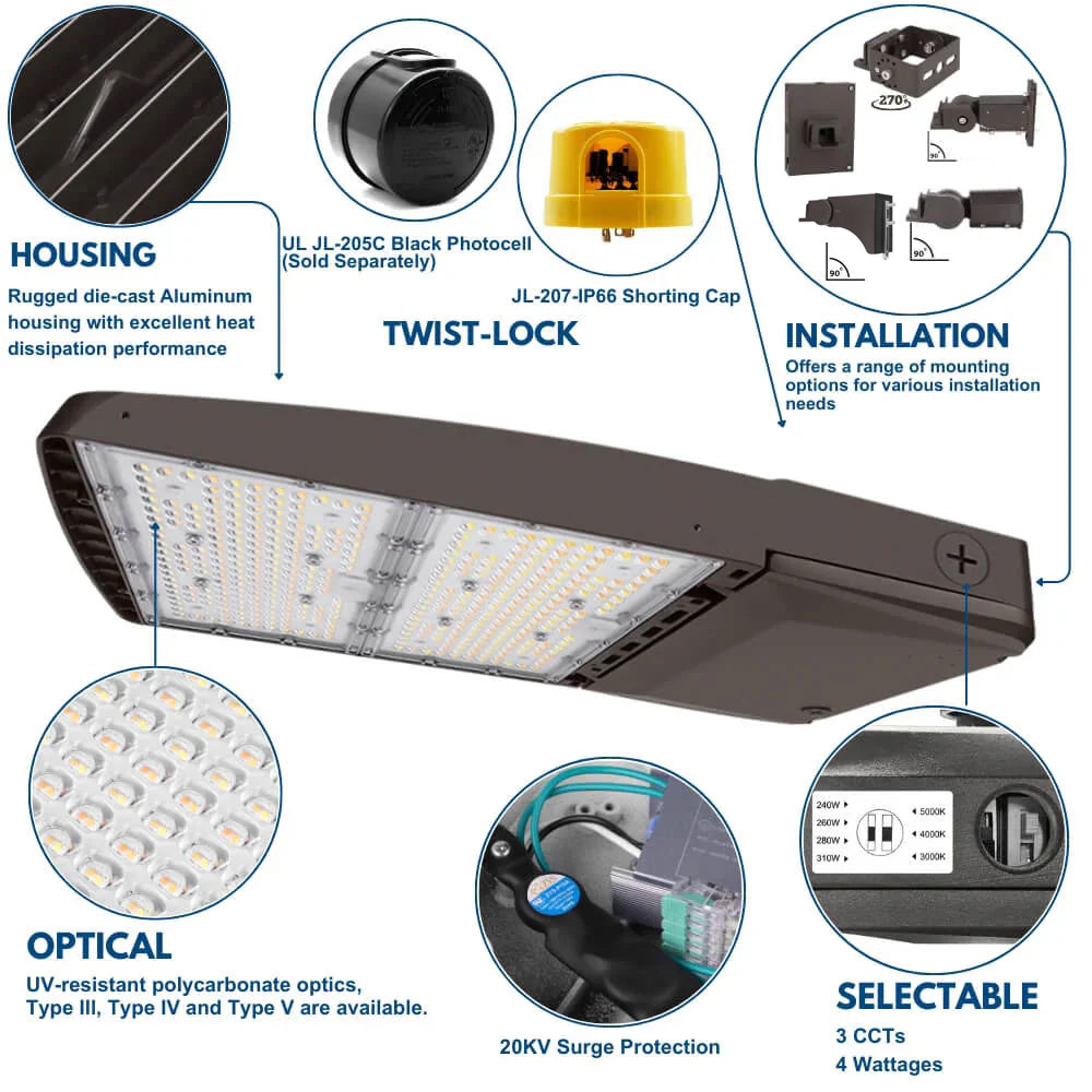 Konlite Vela 310W 5000K 480V led area light product details