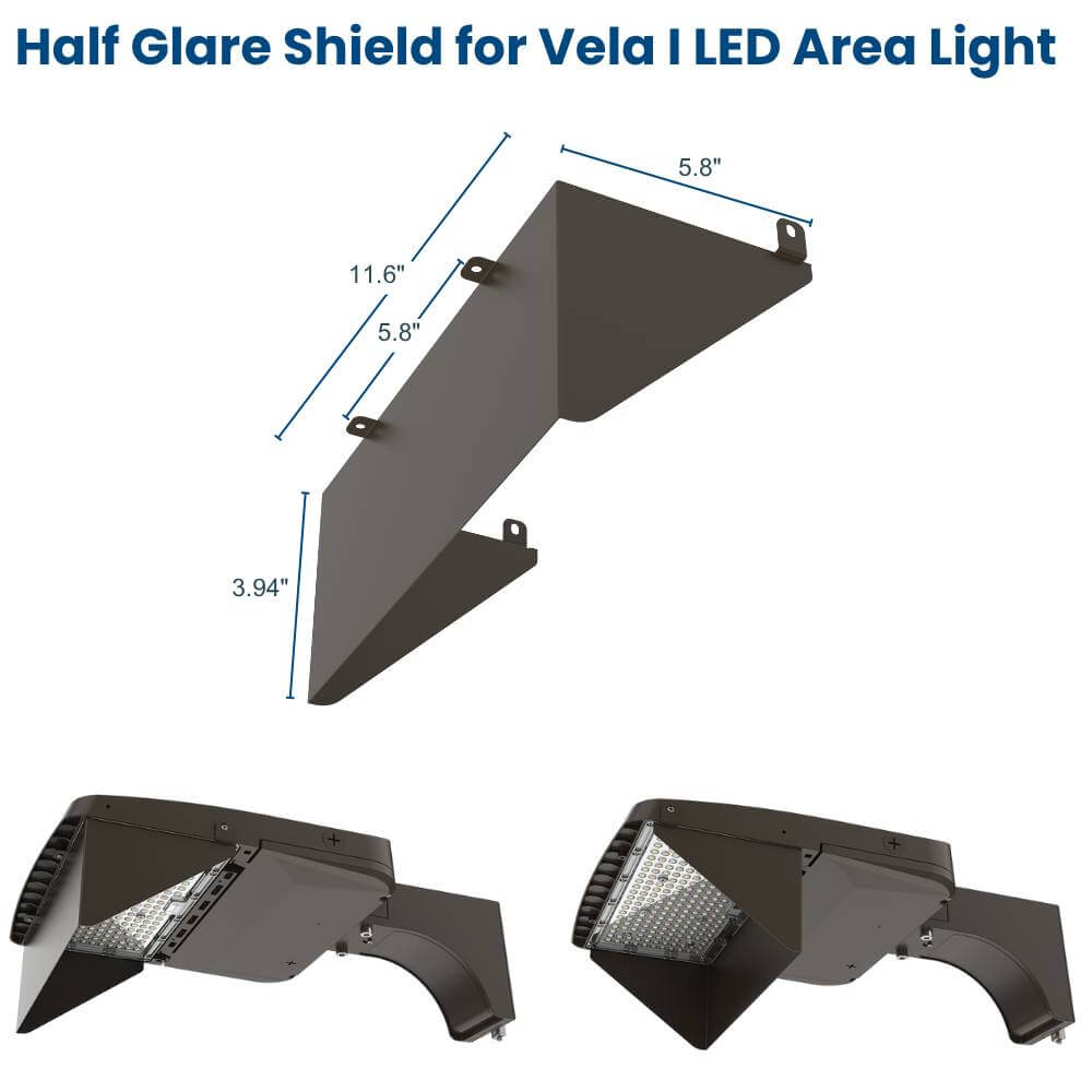 150w Vela Parking lot side shield dimensions