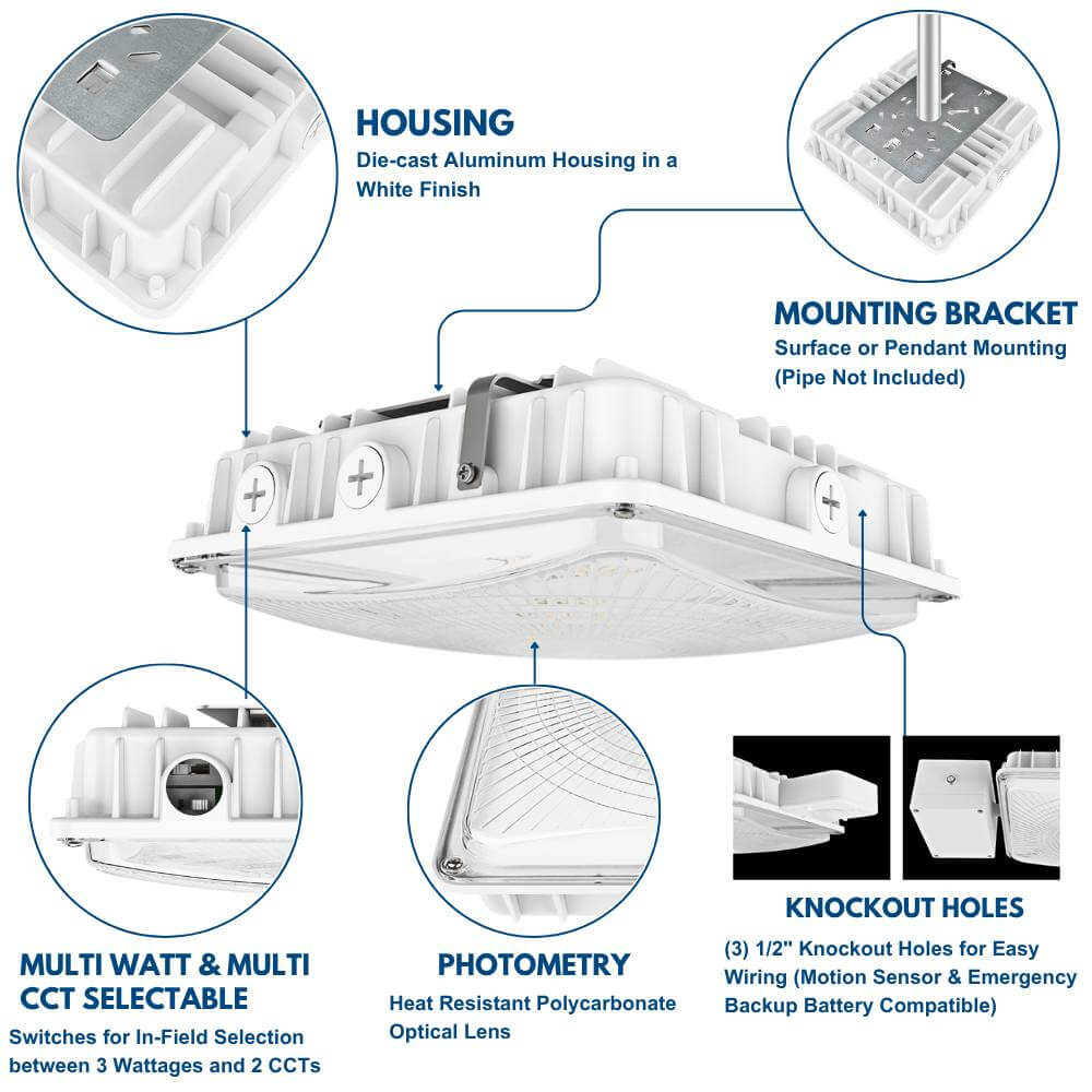 Konlite White LED Canopy Light product details