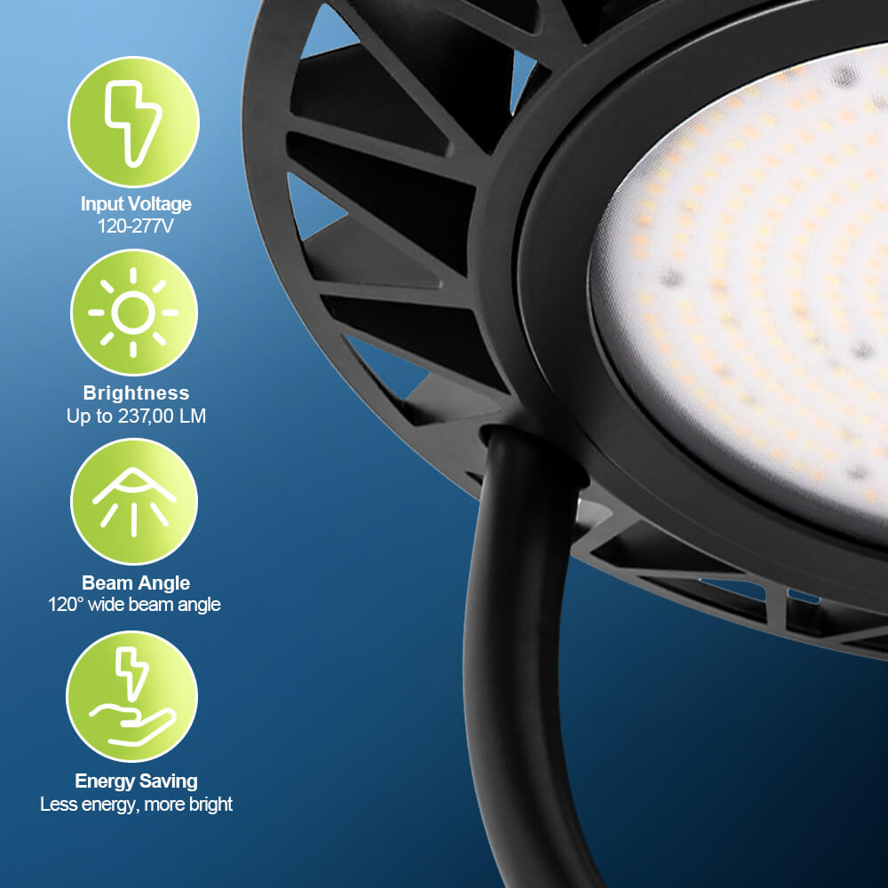 Konlite Black outdoor Postop light fixture with specifications on a blue background