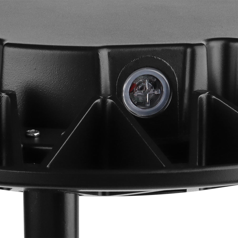 Close-up of a photocell of  Konlite Black outdoor Postop light fixture