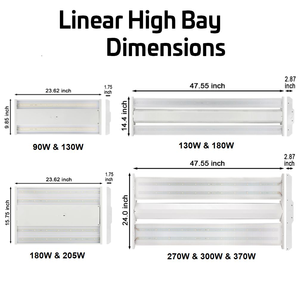 Konlite Linear LED Highbay Light dimensions