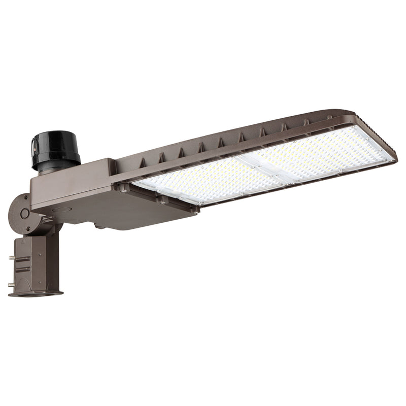 Konlite LED Outdoor Area Light with slipfitter mount bracket and dusk to dawn photocell