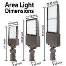 the dimensions of Konlite LED Aera light on slipfitters for all sizes