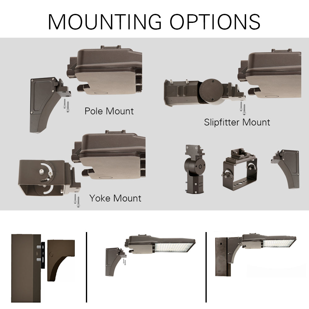 mounting brackets for led flood lights including pole mount slipfiiter Trunnion and yoke mounts