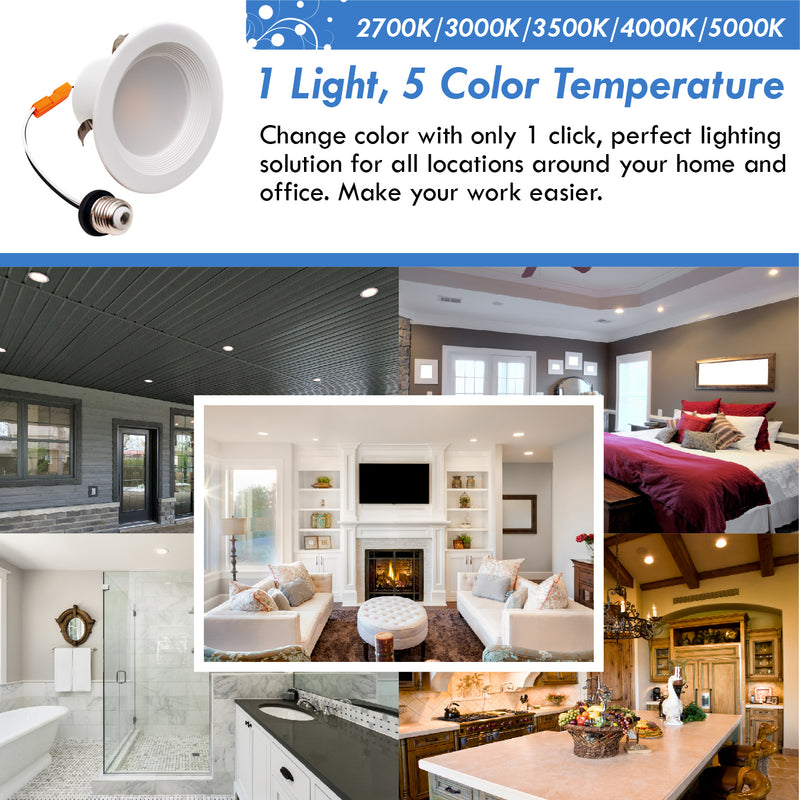 5 color temperature for LED 4" LED Recessed Downlight Retrofit