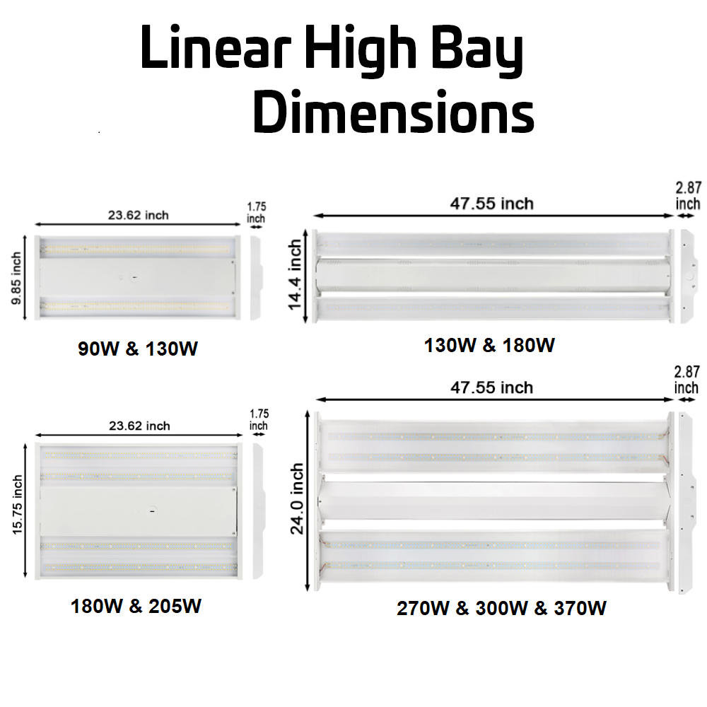 Konlite Linear LED Highbay Light dimensions