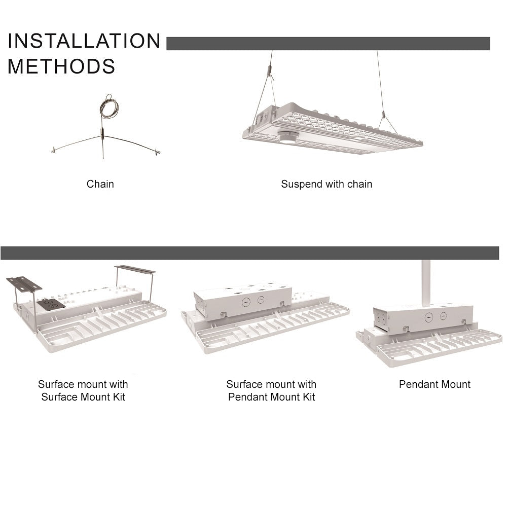 Konlite LED Linear High Bay Light - PAVO Series - 130W-210W - Wattage Selectable - Up to 31,290lm - 120-277V - 5000K - 400W-600W Equal - Pack of 2