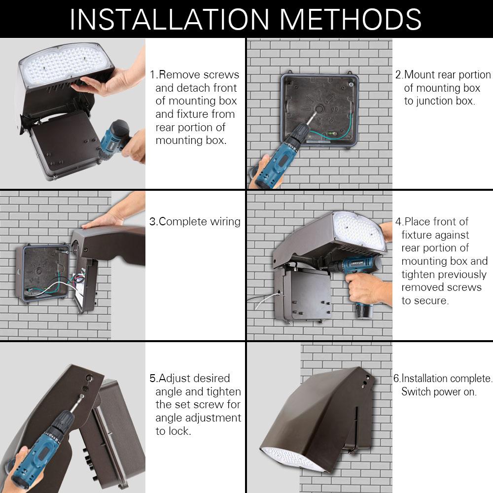Konlite adjustable LED Slim Wall Pack Light installation guides