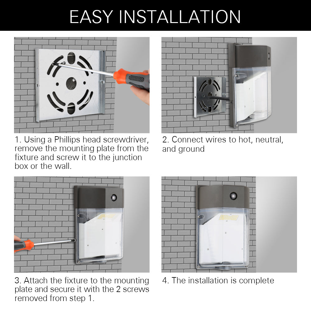 LED mini wall pack installation