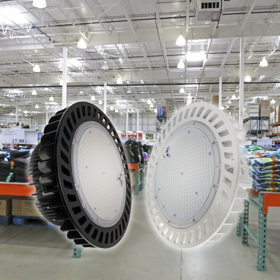Black and white KONLITE HIGHBAY in a warehouse