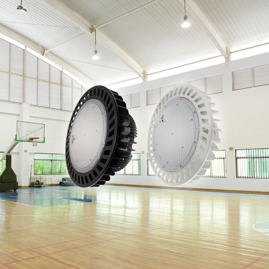 Black and white KONLITE HIGHBAY in a Gymnasium