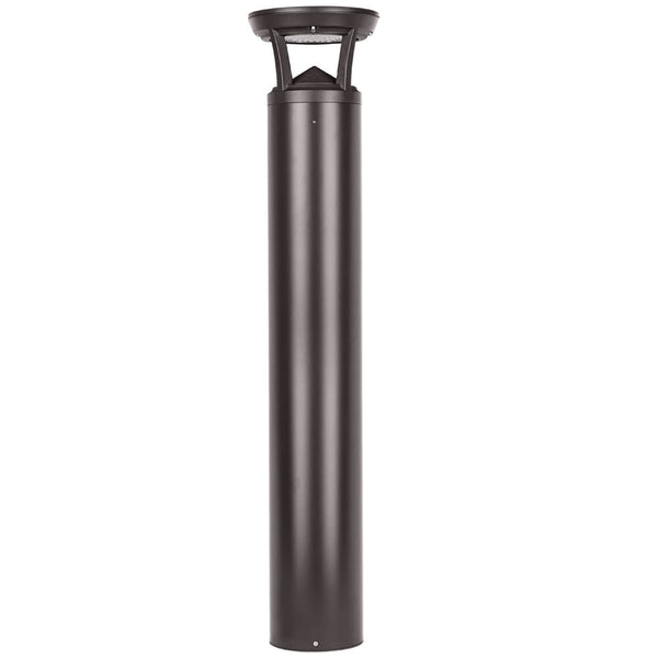Black cylindrical bollard light Flat Top