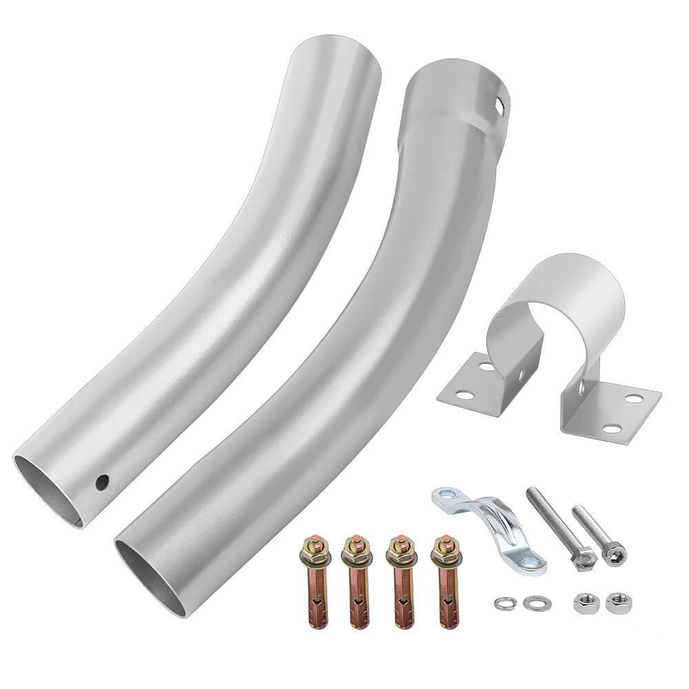 Metal bracket for dust to dawn lights set with cylindrical components