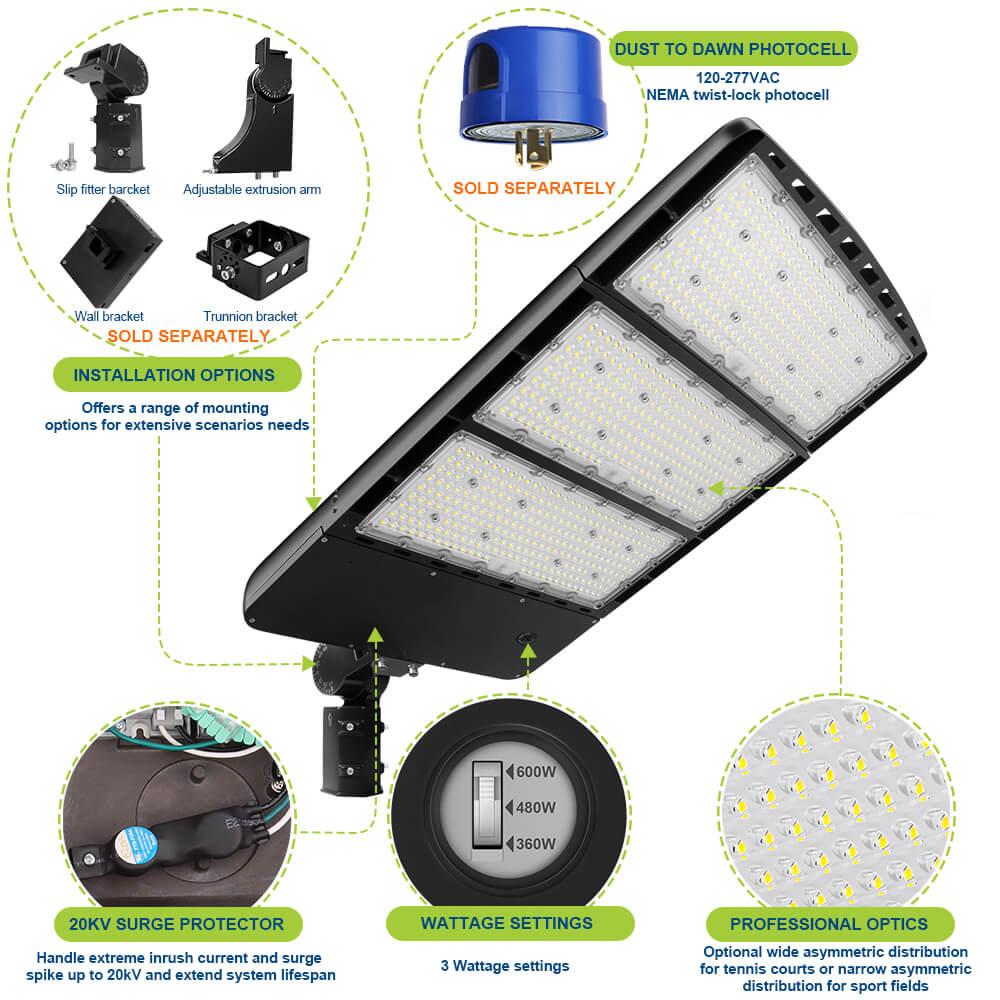 Konlite Spica 600W Black LED Sports Light product details