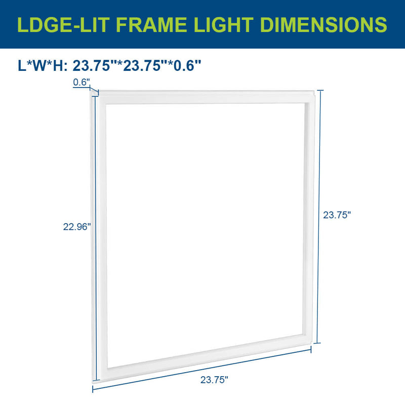 Konlite 2x2 ft LED Frame light fixture dimensions 