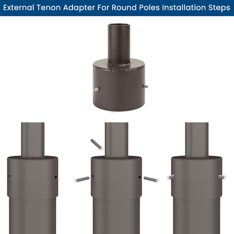 4" Round Pole Mount Tenon Reducer
