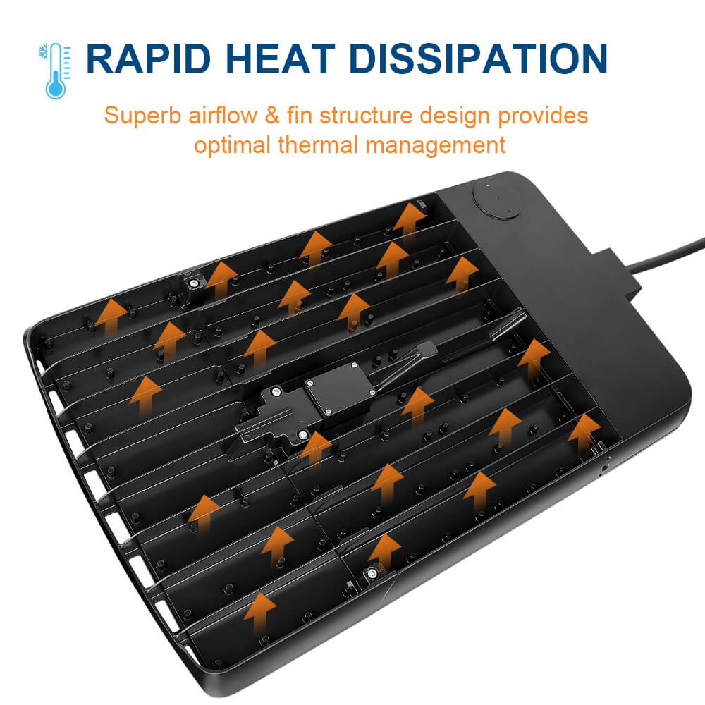 Back view of a Konlite Spica 600W Black LED Sports Light