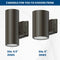 Two models of Konlite LED Cylinder Up and Down Wall Light fixture 