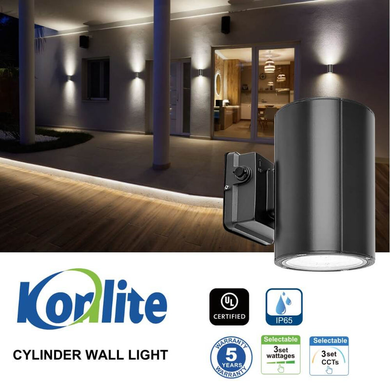 Black Konlite 6 inch LED Cylinder Up and Down Wall Light fixture 