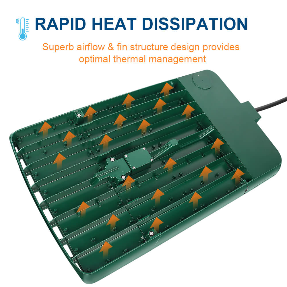 Konlite Spica 600W Hunter Green LED Tennis court light with excellent thermal management